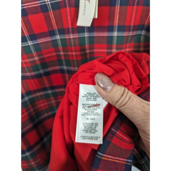 Vineyard Vines Plaid Greenwich Sheath Dress Flutter Sleeve Red Size 6 NWT - Picture 6 of 10